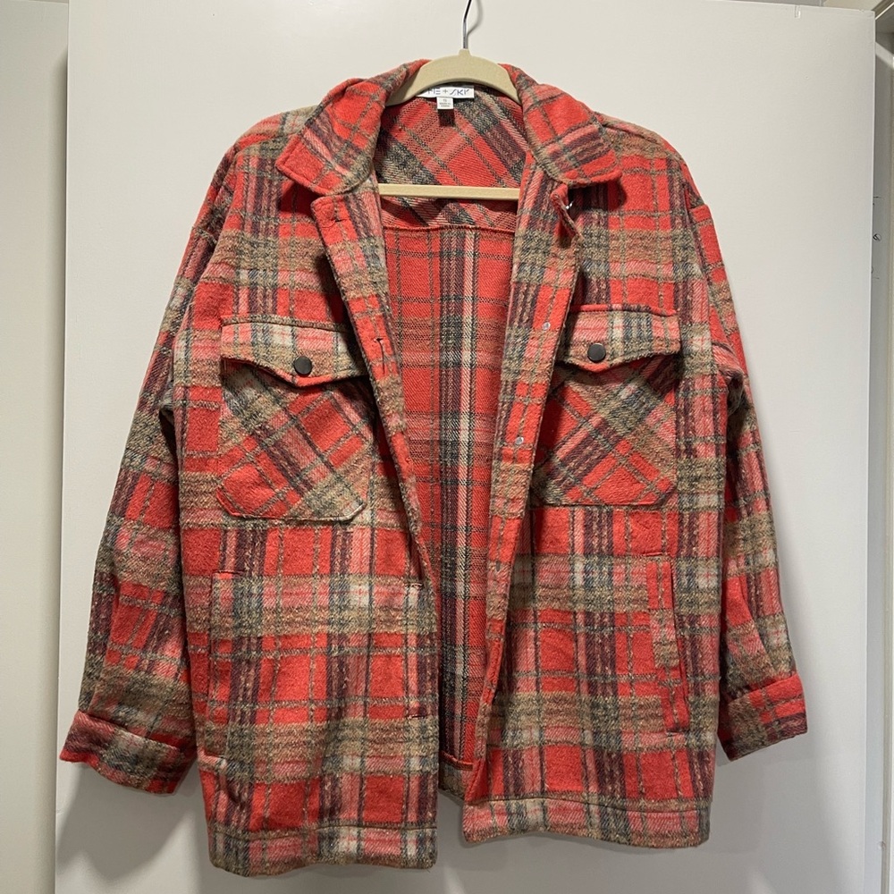Plaid Red and Brown Women's Jacket